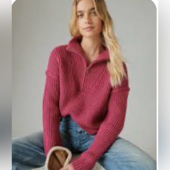Lucky Brand Sweaters - Lucky Brand Women's Half Zip Pullover Sweater - Raspberry Color